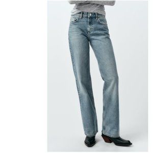ZARA Full Length TRF Mid-Rise Wide Leg Jeans, Size 14, NWT